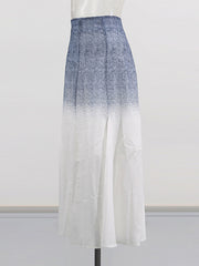 Casual High Waist Gradient Color Pleated Skirt