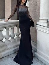 Rhinestone Mesh Patchwork Nightclub Party Dress