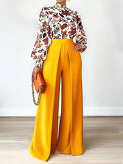 Casual High Waist Wide Leg Pants