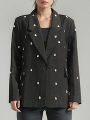 Elegant Rhinestone Embellished Blazer