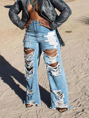 Casual Distressed Ripped Straight Jeans