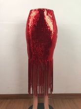 Fashion High Waist Sequin Fringe Skirt