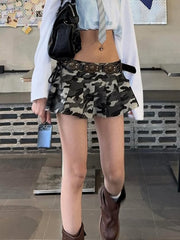 Sexy Camouflage Low Waist Pleated Short Skirt
