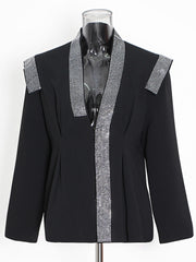 Fashion Patchwork Rhinestone Slim Blazer