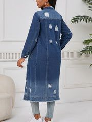 Fashion Loose Ripped Denim Long Jacket Coat
