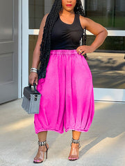 Denim Patchwork Loose Wide Leg Capri pants Jeans