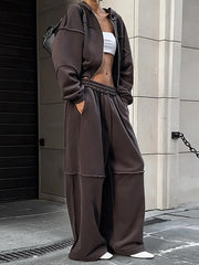 Long Sleeve Zipper Hoodie Sports Casual Set