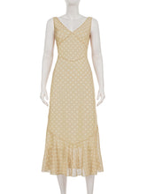 V Neck Sleeveless Polka Dot Slim Ruffle Dress