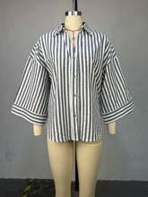 Elegant Long Sleeve Striped Loose Blouse