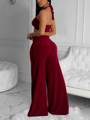 Sexy Halter Top Wide Leg Pant Set