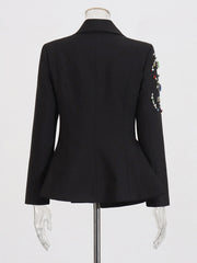 Fashion Bead-embellished Peplum Irregular Slim Blazer