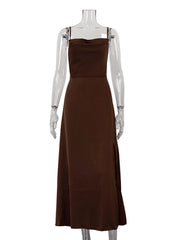 Sexy Strap Sleeveless Backless Slit Maxi Dress