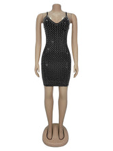 Sexy Rhinestone Party Club Mini Spaghetti Strap Dress