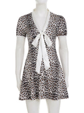 Fashion V Neck Leopard Print Slim Mini Dress