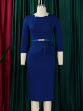 Elegant Round Neck High Waist Bodycon Pencil Dress