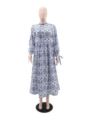 Casual Print Bandage Slim Maxi Dress