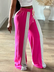 Casual Drawstring Waist Loose Colorblock Sweatpants