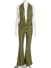 Fashion Sexy Cut-Out Halter Plunge Neck Jumpsuit