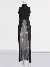 Sheer Ribbed Cutaway Maxi Tunic