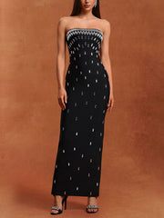 Elegant Sexy Backless High-End Rhinestone Maxi Dress