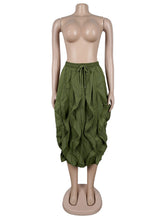 Casual Drawstring Waist Ruffle Parachute Skirt