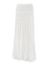 Fashion High Waist Lace Floral Ruffles Maxi Skirt