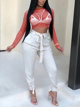 Fashion Beaded Mesh See Through Clubwear Crop Top