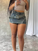 Vintage Irregular Washed Denim Skirt