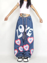 Print Loose Casual Straight Jeans