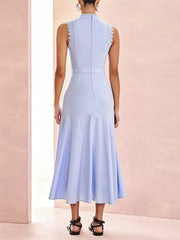 Elegant Lace Patchwork Sleeveless Midi Dress