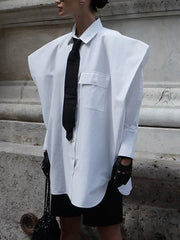 Fashion Lapel Tie Decoration Long Sleeve Shirt