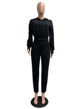 Casual Hooded Cinched Waist Top Jogger Pants Set