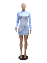 Rhinestones Print Long Sleeve Bodycon Mini Dress