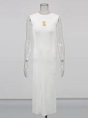 Fashion Round Neck Sleeveless Hollow out Slim Maxi Dress