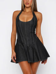 Casual Halter Backless Mini Dress