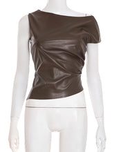 Fashion Asymmetrical Faux Leather Top