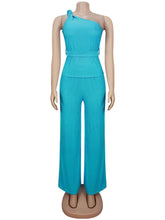 Elegant Single Shoulder Sleeveless Two Piece Pants Set