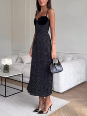 Sexy Spaghetti Strap Polka Dot Print Maxi Dress
