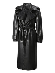 Fashion Faux Leather Trench Coat