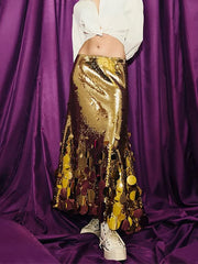 Elegant Sequin High Waist Evening Skirt