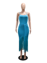 Sexy Spaghetti Straps Fringe Bandage Maxi Dress