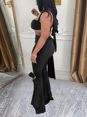 Fashion Halter Crop Top High Waist Pants Set