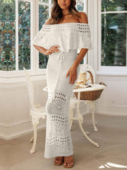 Elegant Crochet Off Shoulder Hollow Out Dress