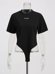 Sexy Round Collar Slim T-Shirts Bodysuit