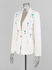 Fashion Simple Rhinestone Slim Blazer