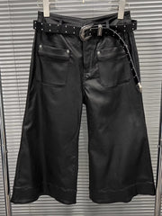 Vintage PU Leather Capri Trousers