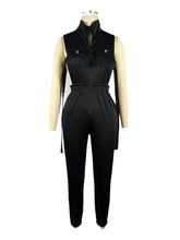 Casual Solid Flap Pocket Cargo Jumpsuit