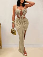 Sexy Twisted Rope Hollow out Backless Maxi Dress