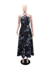 Elegant Print Halter Vacation Maxi Dress