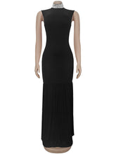 Elegant Beading Zipper O Neck Sleeveless Maxi Dress